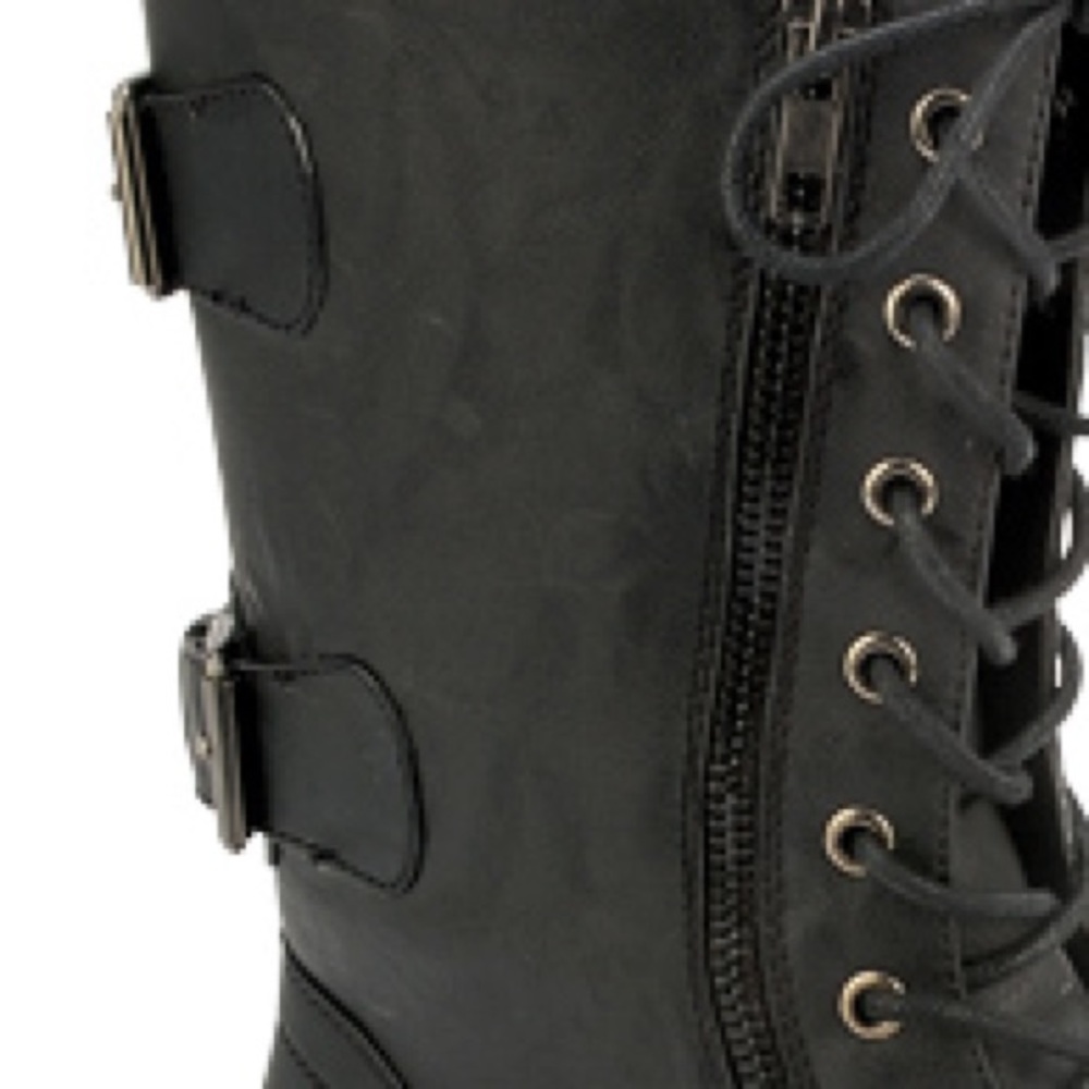 Last 1 Size 6 Nature Black Combat Boot Buckle deco - Picture 5 of 8